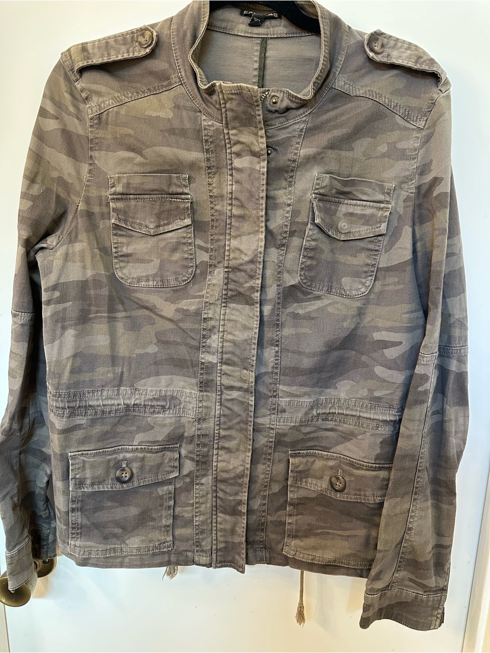 Express Women's Camo Utility Jacket - Gray